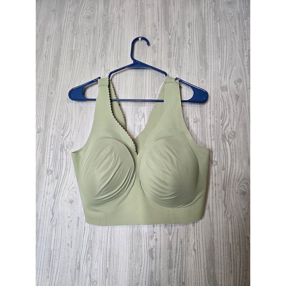 Evelyn Bobbie Evelyn Bra Womens 3XL Sage Green Wireless Seamless Scalloped